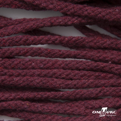 Шнур плетеный d-6 мм круглый, 70% хлопок 30% полиэстер, уп.90+/-1 м, цв.1070-бордовый - купить в Оренбурге. Цена: 588 руб.