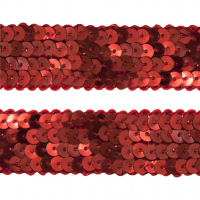 Тесьма с пайетками 3, шир. 20 мм/уп. 25+/-1 м, цвет красный - купить в Оренбурге. Цена: 778.19 руб.