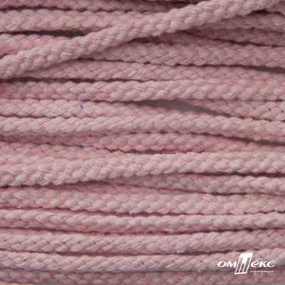 Шнур плетеный d-6 мм круглый, 70% хлопок 30% полиэстер, уп.90+/-1 м, цв.1087-розовый - купить в Оренбурге. Цена: 594 руб.