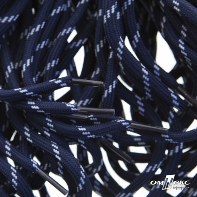 Шнурки #107-19, круглые 130 см, двухцветные цв.тём.синий/белый - купить в Оренбурге. Цена: 22.14 руб.