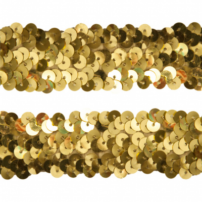 Тесьма с пайетками D16, шир. 30 мм/уп. 25+/-1 м, цвет золото - купить в Оренбурге. Цена: 1 098.48 руб.
