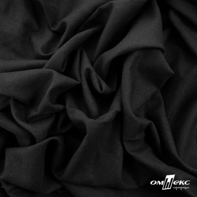 Ткань "Лён Амели", 55% лён, 45% вискоза, 185 гр/м2, шир. 134 см, цв. Чёрный - купить в Оренбурге. Цена 532.76 руб.
