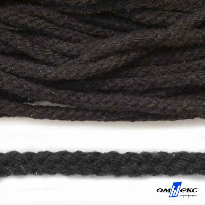 Шнур плетеный d-6 мм круглый, 70% хлопок 30% полиэстер, уп.90+/-1 м, цв.1078-черный - купить в Оренбурге. Цена: 588 руб.