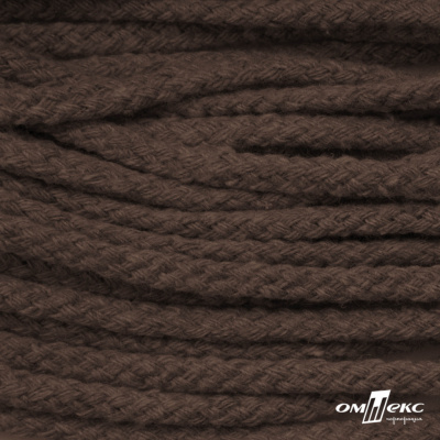 Шнур плетеный d-6 мм, 70% хлопок 30% полиэстер, уп.90+/-1 м, цв.1073-т.коричневый - купить в Оренбурге. Цена: 594 руб.