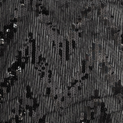 Трикотажное полотно с пайетками, шир.130 см, #311-бахрома чёрная - купить в Оренбурге. Цена 1 183.35 руб.