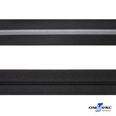 Рулонная молния с покрытием PVC спираль тип 3 (упак.270м) -черная с полосой СВО - купить в Оренбурге. Цена: 12.74 руб.