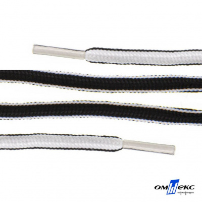 Шнурки #4-27, круглые 130 см, двухцветные (черно/белый) - купить в Оренбурге. Цена: 47.04 руб.