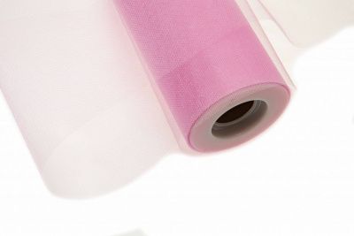 Фатин блестящий в шпульках 16-14, 12 гр/м2, шир. 15 см (в нам. 25+/-1 м), цвет розовый - купить в Оренбурге. Цена: 108.61 руб.