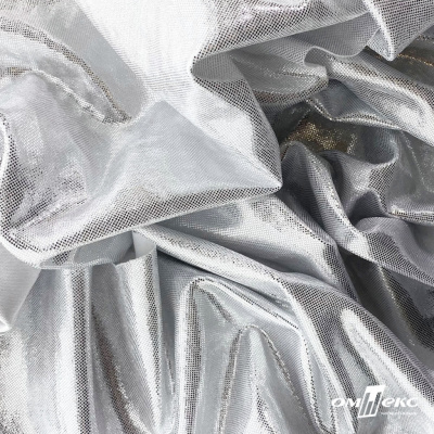 Трикотажное полотно голограмма, шир.140 см, #602 -белый/серебро - купить в Оренбурге. Цена 385.88 руб.