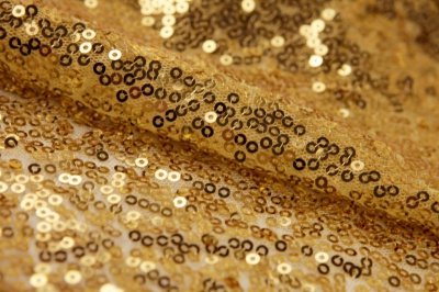 Сетка с пайетками №6, 188 гр/м2, шир.130см, цвет золото - купить в Оренбурге. Цена 371.02 руб.