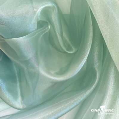 Ткань органза, 100% полиэстр, 28г/м2, шир. 150 см, цв. #104 светло-зеленый - купить в Оренбурге. Цена 86.24 руб.