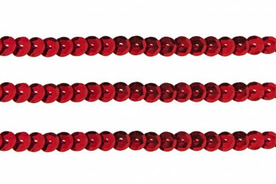 Пайетки "ОмТекс" на нитях, SILVER-BASE, 6 мм С / упак.73+/-1м, цв. 3 - красный - купить в Оренбурге. Цена: 468.37 руб.