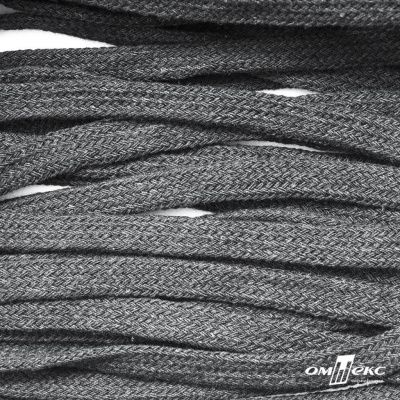 Шнур плетеный d-8 мм плоский, 70% хлопок 30% полиэстер, уп.85+/-1 м, цв.1027-серый - купить в Оренбурге. Цена: 735 руб.