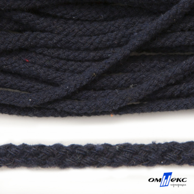 Шнур плетеный d-6 мм круглый, 70% хлопок 30% полиэстер, уп.90+/-1 м, цв.1081-т.синий - купить в Оренбурге. Цена: 588 руб.