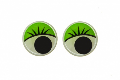 Глазки для игрушек, круглые, с бегающими зрачками, 15 мм/упак.50+/-2 шт, цв. -зеленый - купить в Оренбурге. Цена: 113.01 руб.