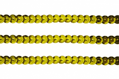 Пайетки "ОмТекс" на нитях, SILVER-BASE, 6 мм С / упак.73+/-1м, цв. 7 - св.золото - купить в Оренбурге. Цена: 468.37 руб.