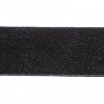 Лента бархатная нейлон, шир.25 мм, (упак. 45,7м), цв.03-черный - купить в Оренбурге. Цена: 800.84 руб.