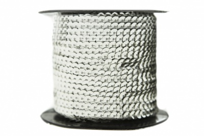 Пайетки "ОмТекс" на нитях, SILVER-BASE, 6 мм С / упак.73+/-1м, цв. 1 - серебро - купить в Оренбурге. Цена: 468.37 руб.