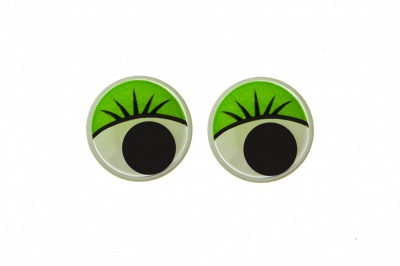 Глазки для игрушек, круглые, с бегающими зрачками, 12 мм/упак.50+/-2 шт, цв. -зеленый - купить в Оренбурге. Цена: 95.04 руб.