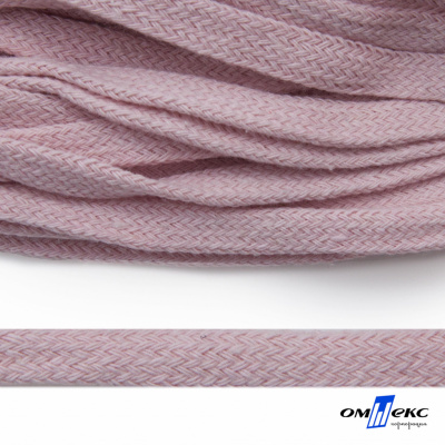 Шнур плетеный d-8 мм плоский, 70% хлопок 30% полиэстер, уп.85+/-1 м, цв.1019-св.розовый - купить в Оренбурге. Цена: 735 руб.