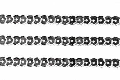 Пайетки "ОмТекс" на нитях, SILVER-BASE, 6 мм С / упак.73+/-1м, цв. 1 - серебро - купить в Оренбурге. Цена: 468.37 руб.