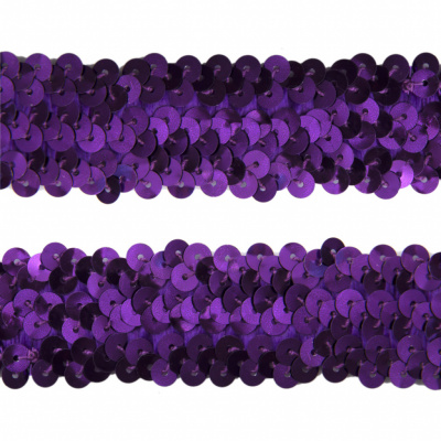 Тесьма с пайетками 12, шир. 30 мм/уп. 25+/-1 м, цвет фиолет - купить в Оренбурге. Цена: 1 098.48 руб.