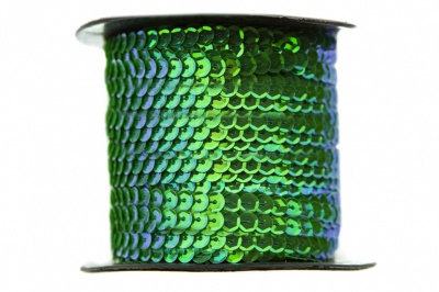 Пайетки "ОмТекс" на нитях, CREAM, 6 мм С / упак.73+/-1м, цв. 94 - зеленый - купить в Оренбурге. Цена: 297.48 руб.