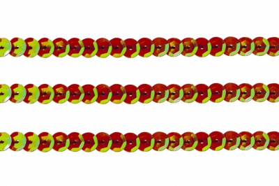 Пайетки "ОмТекс" на нитях, CREAM, 6 мм С / упак.73+/-1м, цв. 96 - красный - купить в Оренбурге. Цена: 484.77 руб.