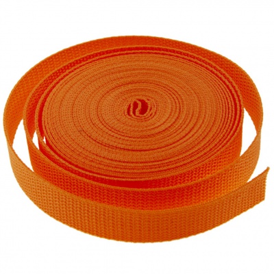 Стропа текстильная, шир. 25 мм (в нам. 50+/-1 ярд), цвет оранжевый - купить в Оренбурге. Цена: 409.94 руб.