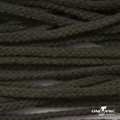 Шнур плетеный d-6 мм круглый, 70% хлопок 30% полиэстер, уп.90+/-1 м, цв.1075-хаки - купить в Оренбурге. Цена: 588 руб.