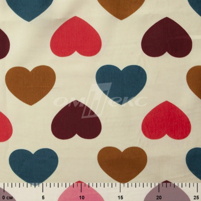 Плательная ткань "Софи" 21.1, 75 гр/м2, шир.150 см, принт сердечки - купить в Оренбурге. Цена 241.49 руб.